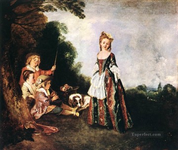  Rococo Art Painting - The Dance Jean Antoine Watteau classic Rococo